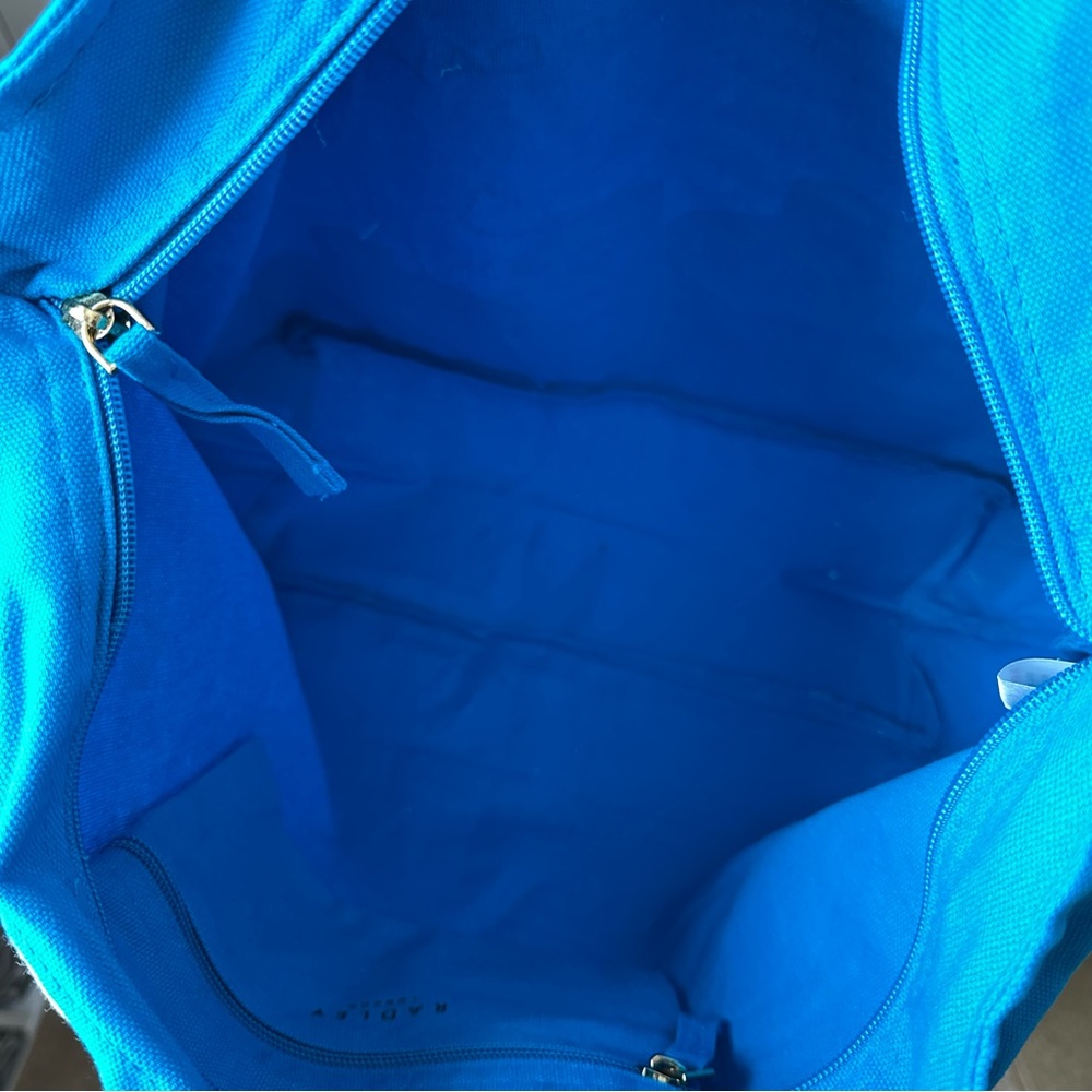 Radley London Large Zip Top Blue Tote Bag in Vibrant Azure Climbing Rocks - Picture 13 of 15